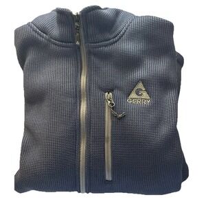 GERRY Heavy Ribbed Waffle Knit Full Zip Fleece Lined Navy Winter Jacket Men's XL